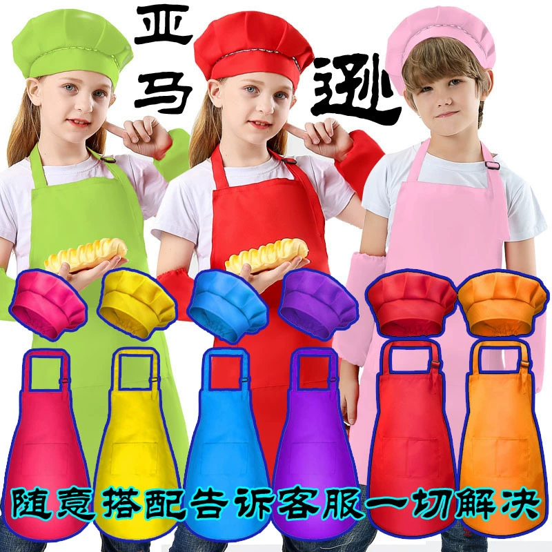 Amazon Трансграничная одежда для детского сада Одежда для шеф-повара Костюм Одежда с принтом Детский фартук Детский поясной комплект для шеф-повара