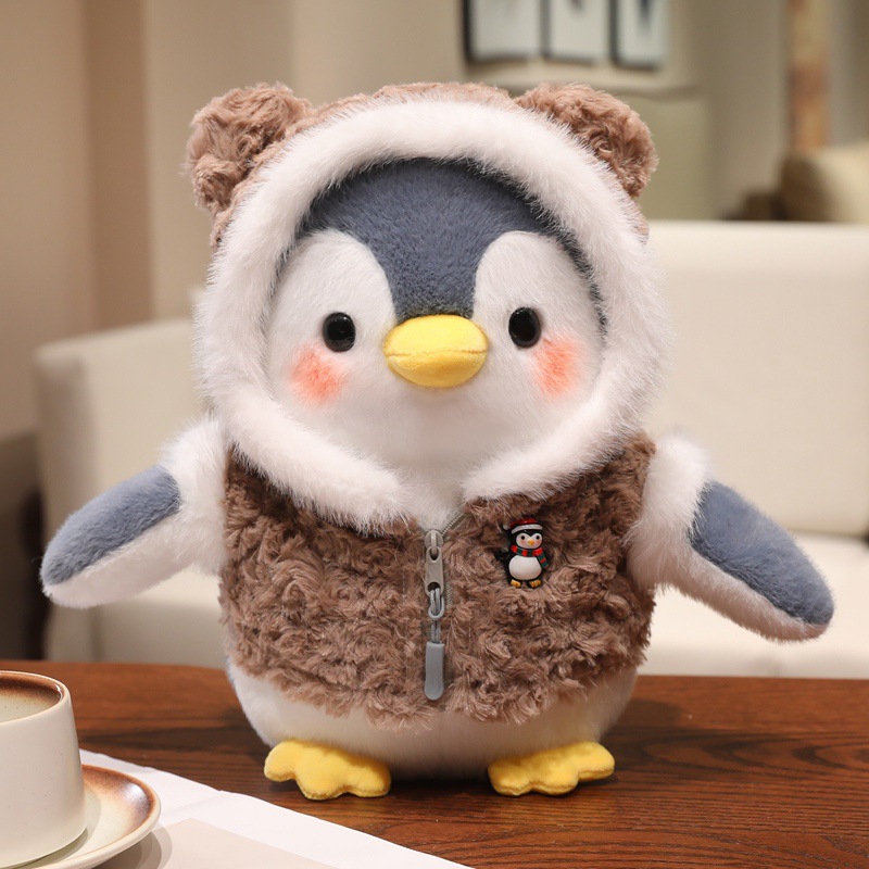 Pingüino de Navidad se transforma en chaqueta de flores del noreste, sombrero de copo de nieve, pingüino pequeño, regalos para chicas en Nochebuena