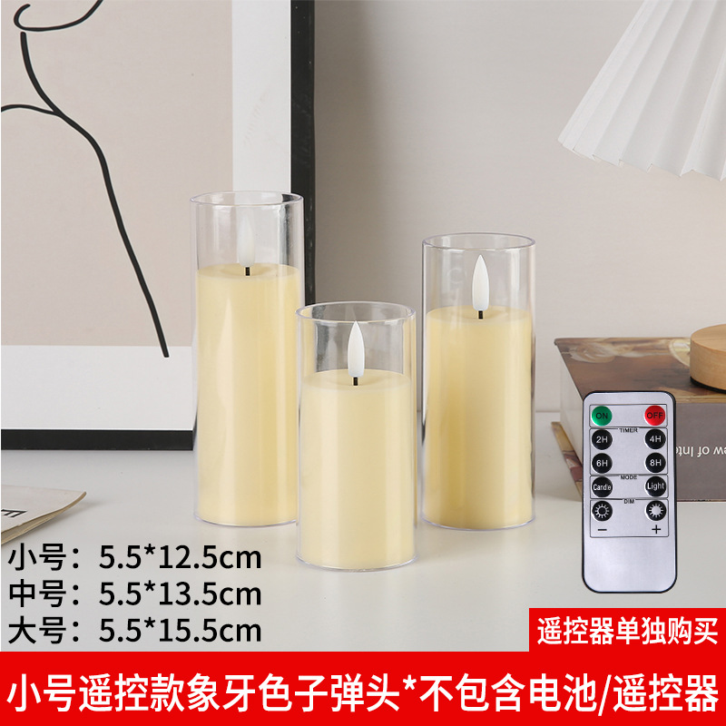 LED vela electrónica acrílico taza de vidrio vela luz fiesta boda decoración vela electrónica