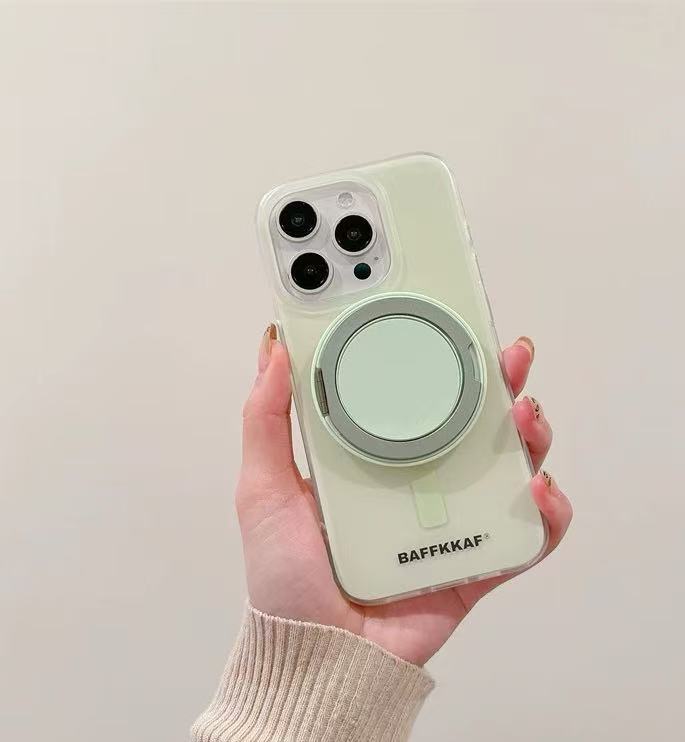 Funda magnética simple de color sólido con soporte 360° para iPhone 17 Pro Max/16, correa para teléfono Apple 14/15 para mujer