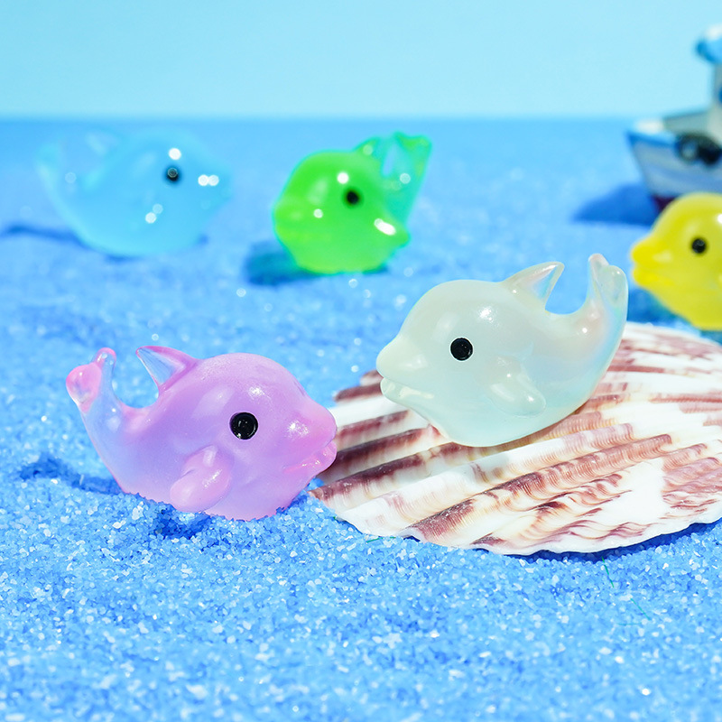 Micro paisaje creativo lindo luminoso colorido delfín acuario pecera accesorios de decoración de bricolaje mini adornos