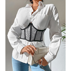 外貿時尚外搭街頭小背心珠片束腰鋼圈魚骨系帶修身歐美腰封女6081