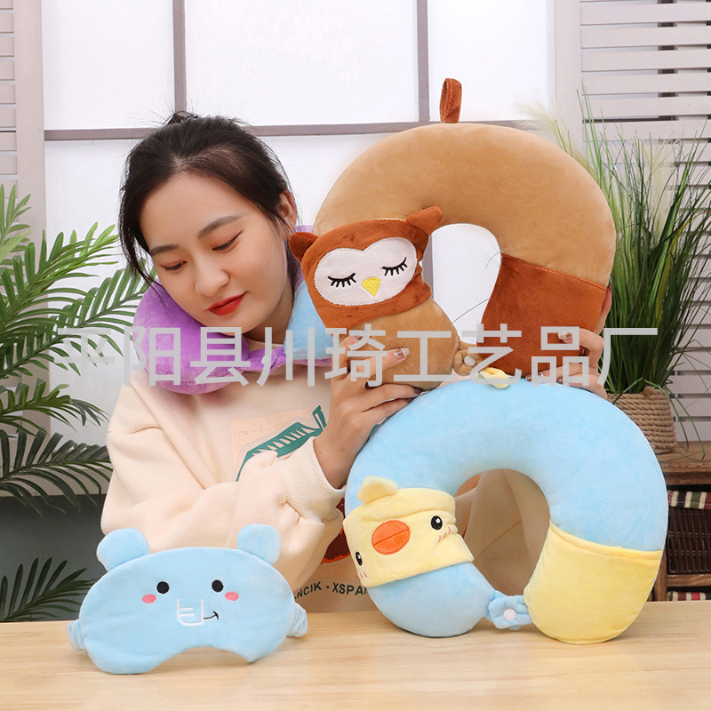 Almohada cervical en forma de U para viaje en avión con diseño de dibujos animados ideal para descanso y siesta