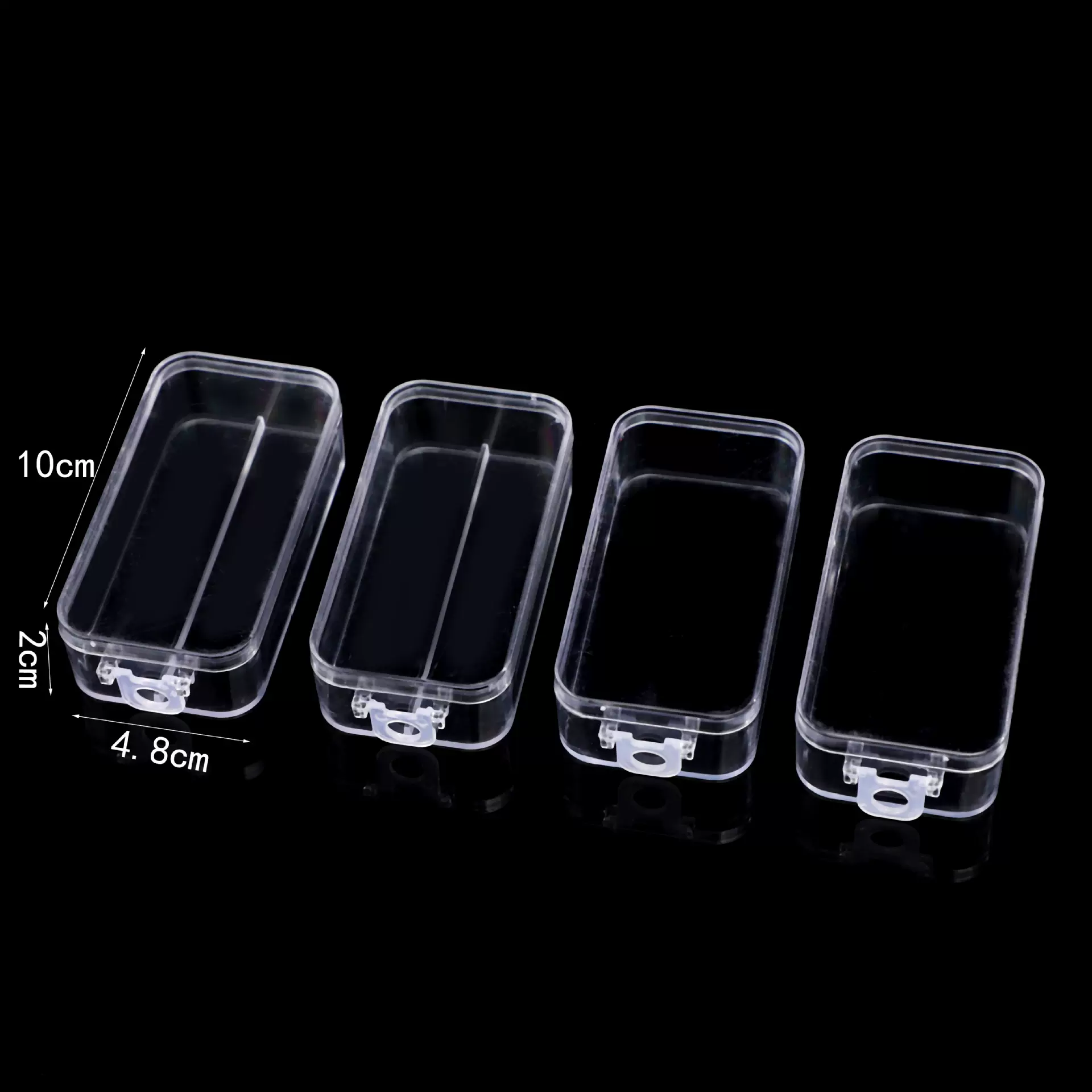 挂钩椭圆两格收纳盒透明塑料盒长方形收纳盒挂钩数码配件包装盒