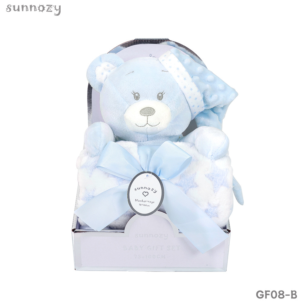 Mantra de aire acondicionado de franela para bebés, cuatro estaciones, cubierta de bebé universal, caja de regalo de muñeca de oso lavable a máquina