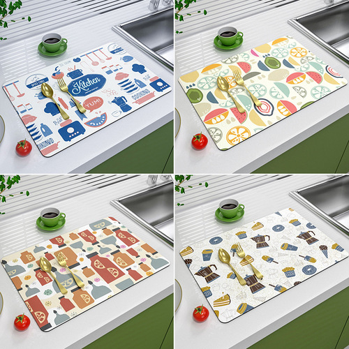 Fresh kitchen countertop drain mat, technology cloth absorbent mat, bathroom bathroom non-slip floor mat, rubber soft mat