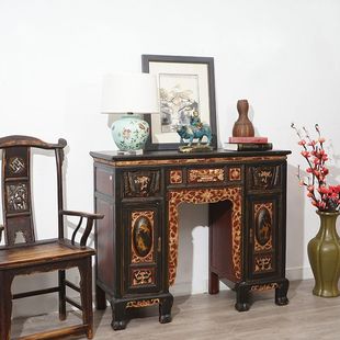 New Chinese Style Supply Table Incense Case Entrance Table Solid Wood Divine Table Carving Vintage Gold Wall Elm Nethel Buddha Table Spot
