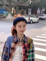 アメリカのレトロな長袖の格子のシャツのコートの女性の夏の日焼け止めのシャツのゆったりとした衝突色のカーディガンの中の長い上着