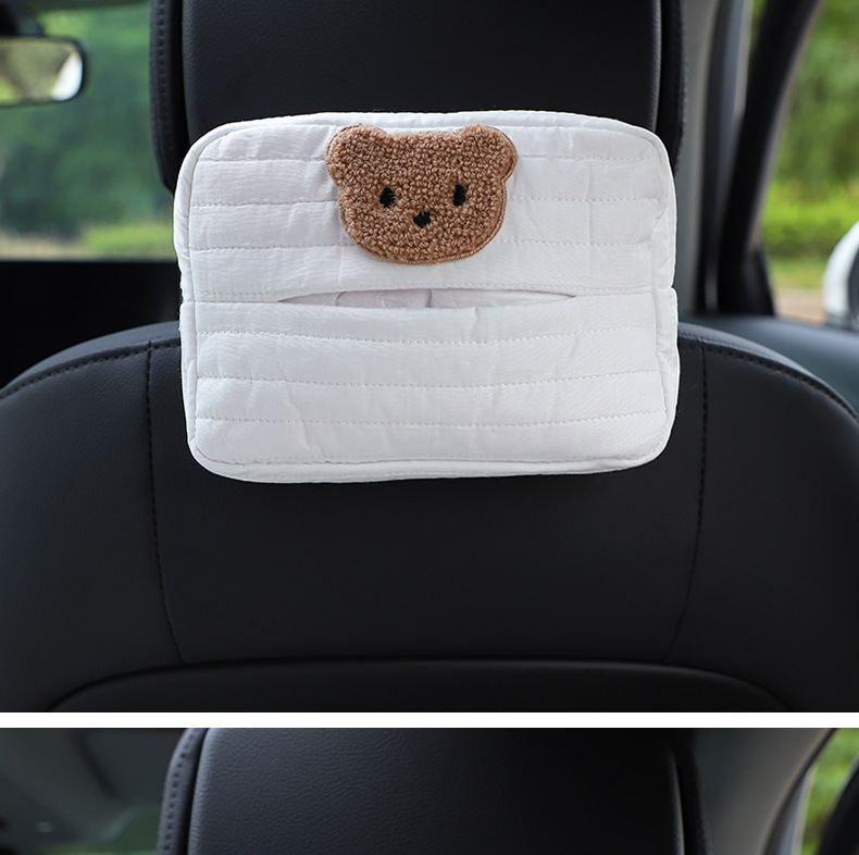 Cartoon Fabric Car Tissue Box Car Seat Back-Mounted Tissue Box Multi-Functional Car Interior Supplies DIY