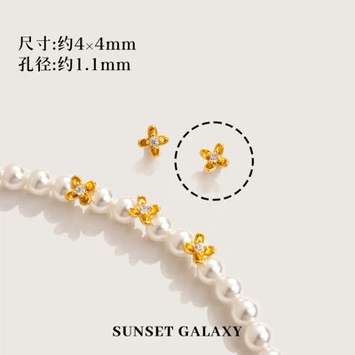 Color-Preserving 18K Gold-Plated Micro-Inlaid Zərgərlik ara hissələri - 18k-gold-small-osmanthus-white-diamond-10-pieces