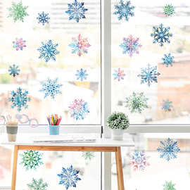 圣诞橱窗玻璃装饰雪异化墙贴商场玻璃墙面可移除圣诞水晶雪片墙贴