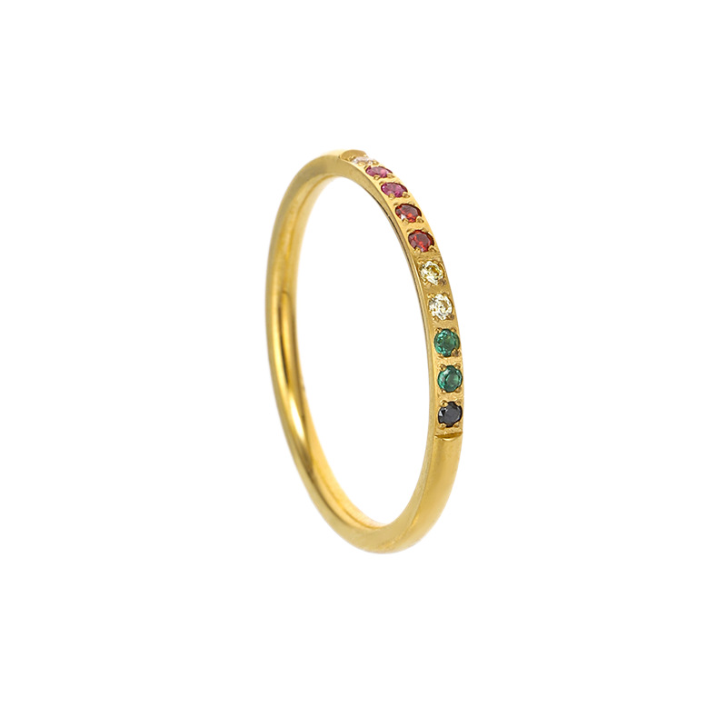 European And American Popular Stainless Steel Inlaid Diamond Shiny Light Luxury Style Elegant Temperament Ring_voghion.com
