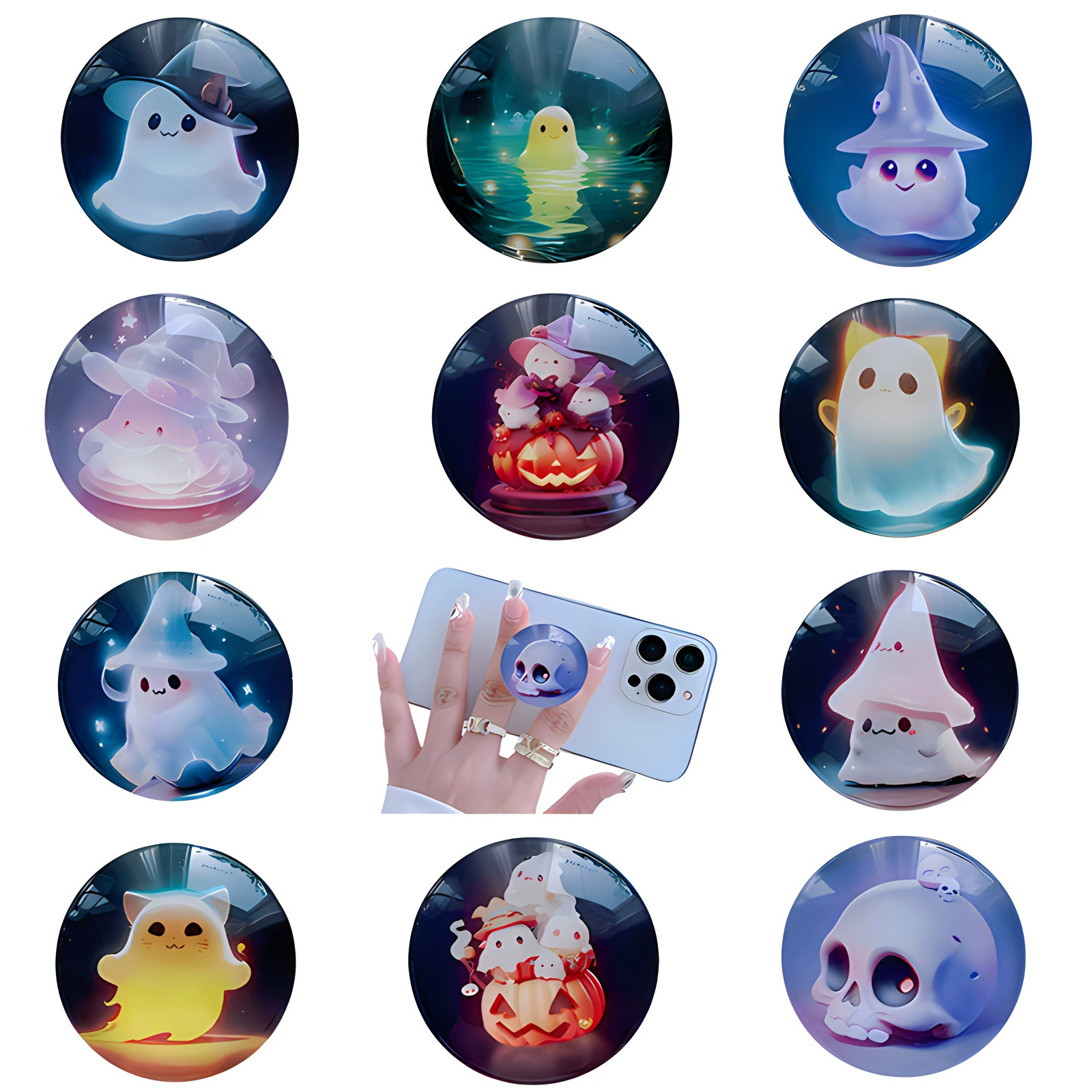 Трансграничное стекло мультфильм Хэллоуин призрак спина наклейка телескопическая подставка для настольного кронштейна