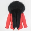 (Platform model) red + black raccoon dog hair + black artificial fur liner