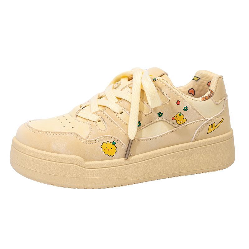 Zapatos casuales de soleas gruesas de otoño de mujeres nuevos pastel de zapatos de estudiantes de color cuadrado zapatos bajos