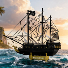 狂模 黑珍珠号 全金属不锈钢DIY拼装模型3D免胶立体金属拼图玩具