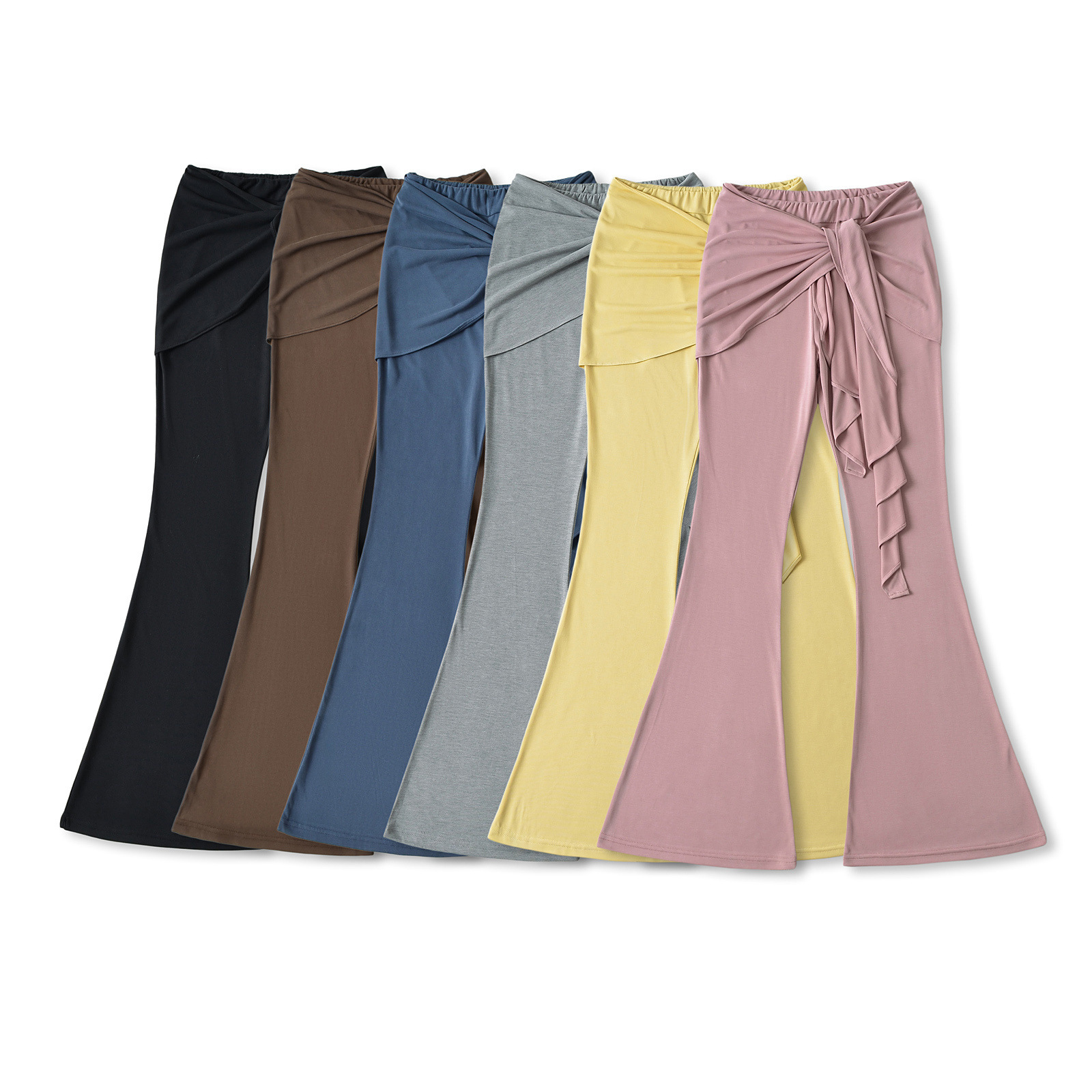 Fake Two-piece Lace-up Horn Casual Pants Women's 2024 Autumn New Design Hot Girl Slim-fit Slimming Floor-mopping Pants