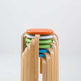 实木凳子创意圆凳子时尚简约餐桌凳现代家用小圆凳成人简易曲木凳