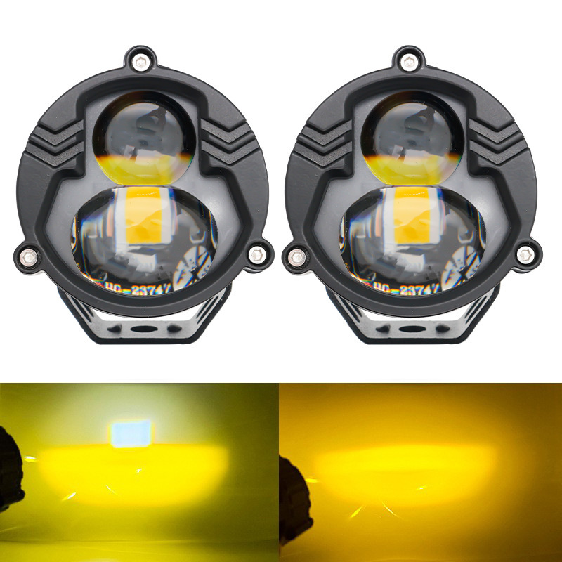 Nuevo todoterreno de 3 pulgadas amarillo y blanco bicolor motocicleta LED lámpara de automóvil LED lámpara de niebla del automóvil