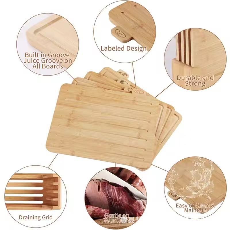 Clasificación creativa simple de bambú tablero de corte de verduras de madera sólida de cocina tablero de corte de frutas de madera casera bandeja de alimentos cocinados