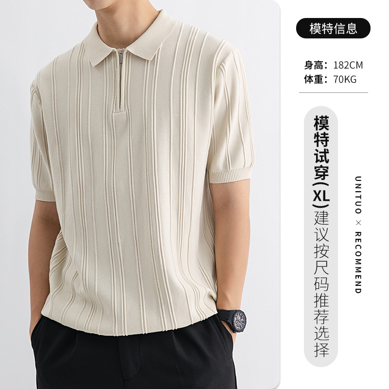 El antiguo estilo de hielo para hombres polo camiseta de manga corta para hombres negocios casual con cuello delgado camiseta de alta calidad para hombres