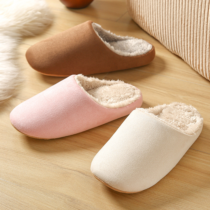 日本式家庭綿スリッパ女性冬静音床室内家庭用ソフト底滑り止め男性カップルパケットヘッダースリッパ