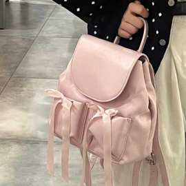 可爱少女学生上课双肩包2甜美芭蕾风小巧轻便背包小众蝴蝶结书包