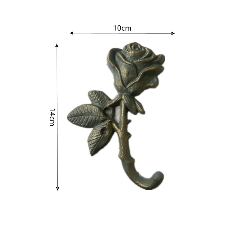 Cross-Border Cast Iron Rose-Shaped Hook, Vintage Metal Coat Rack, Key Bag Wall Decoration, Coat Hook, Hair Storage