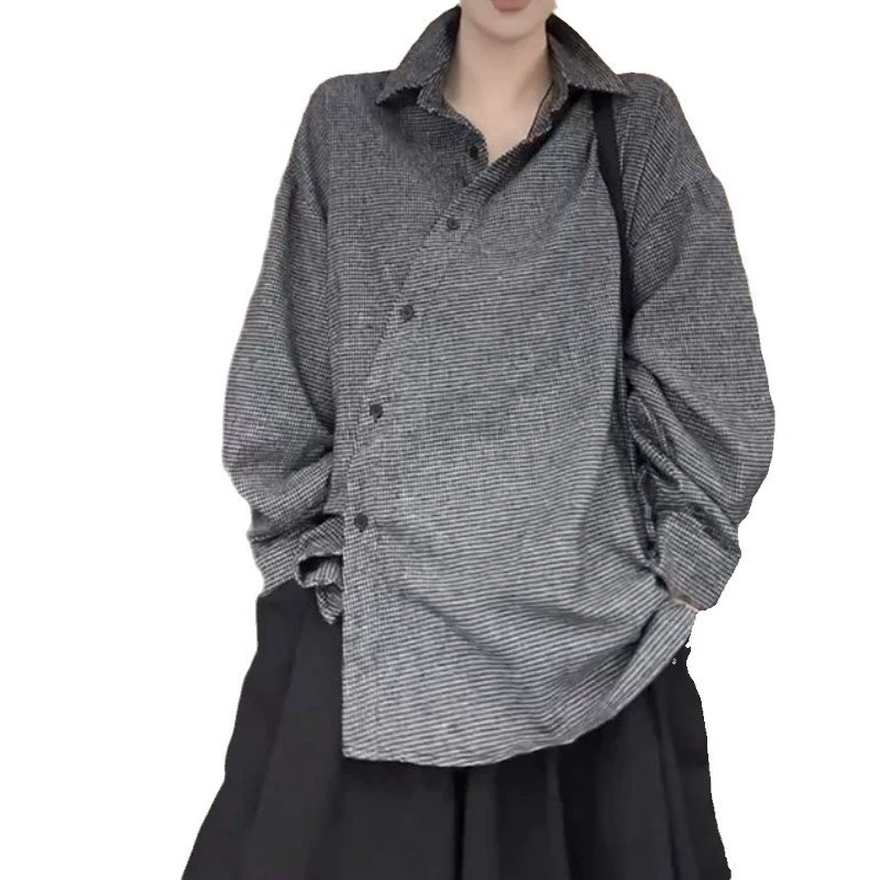 Длинная рубашка женская oversize, свободный крой, осенняя средней длины, европейский стиль