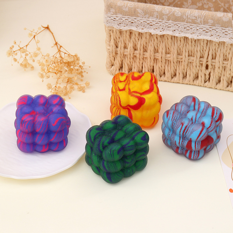 Colorful Camouflage Bumpy Cube Squishy Toy, Slow Rebound Stress Relief Gadget for Children and Adults