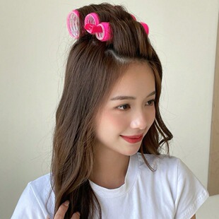 Hollow curly hair does not hurt bangs curling iron lazy air self-adhesive curly hair plastic curly hair tube net red same style
