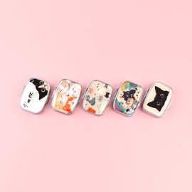 宠物猫咪便携式合金药盒分格两格收纳盒化妆镜折叠避光密封药丸盒