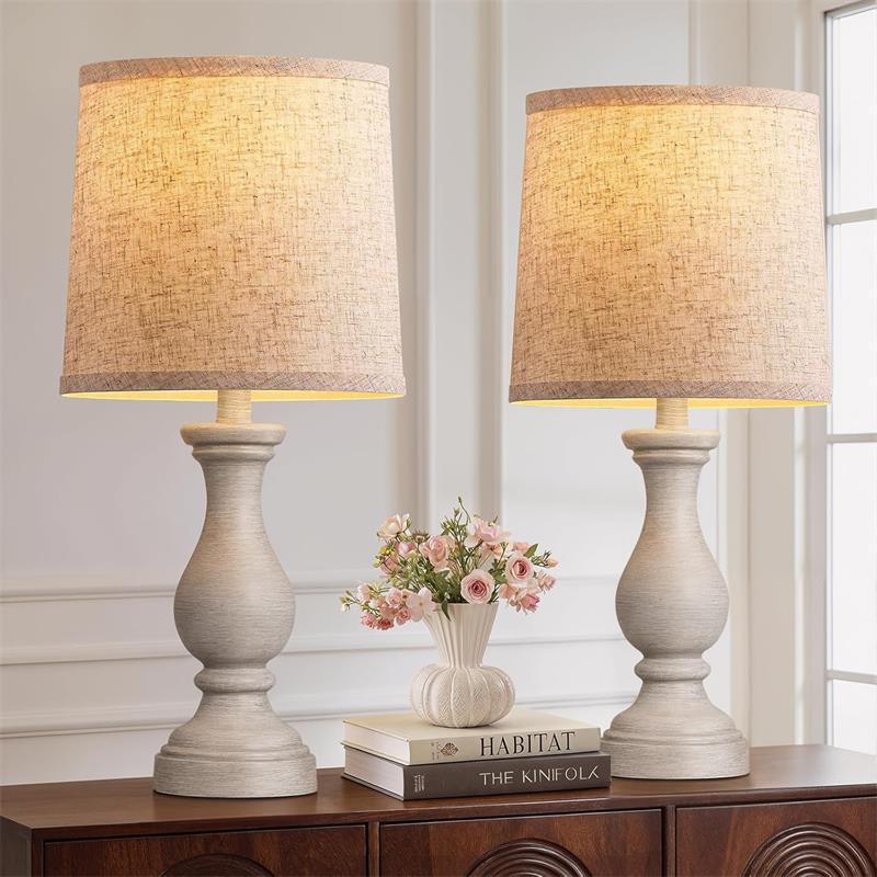 Desk Lamp American Retro Country Style Farmhouse Resin Linen Bohemian Style Decoration Amazon Bedroom Bedside Lamp