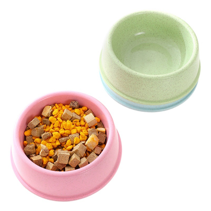 En stock suministros para mascotas Estilo nórdico simple boca redonda perro tazón de trigo paja fresca comida para perros Pet Bowl