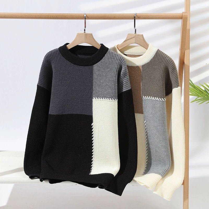 Демисезонный вязаный свитер, спортивный пуловер, резной knit, хаки или черный, размеры 165–190