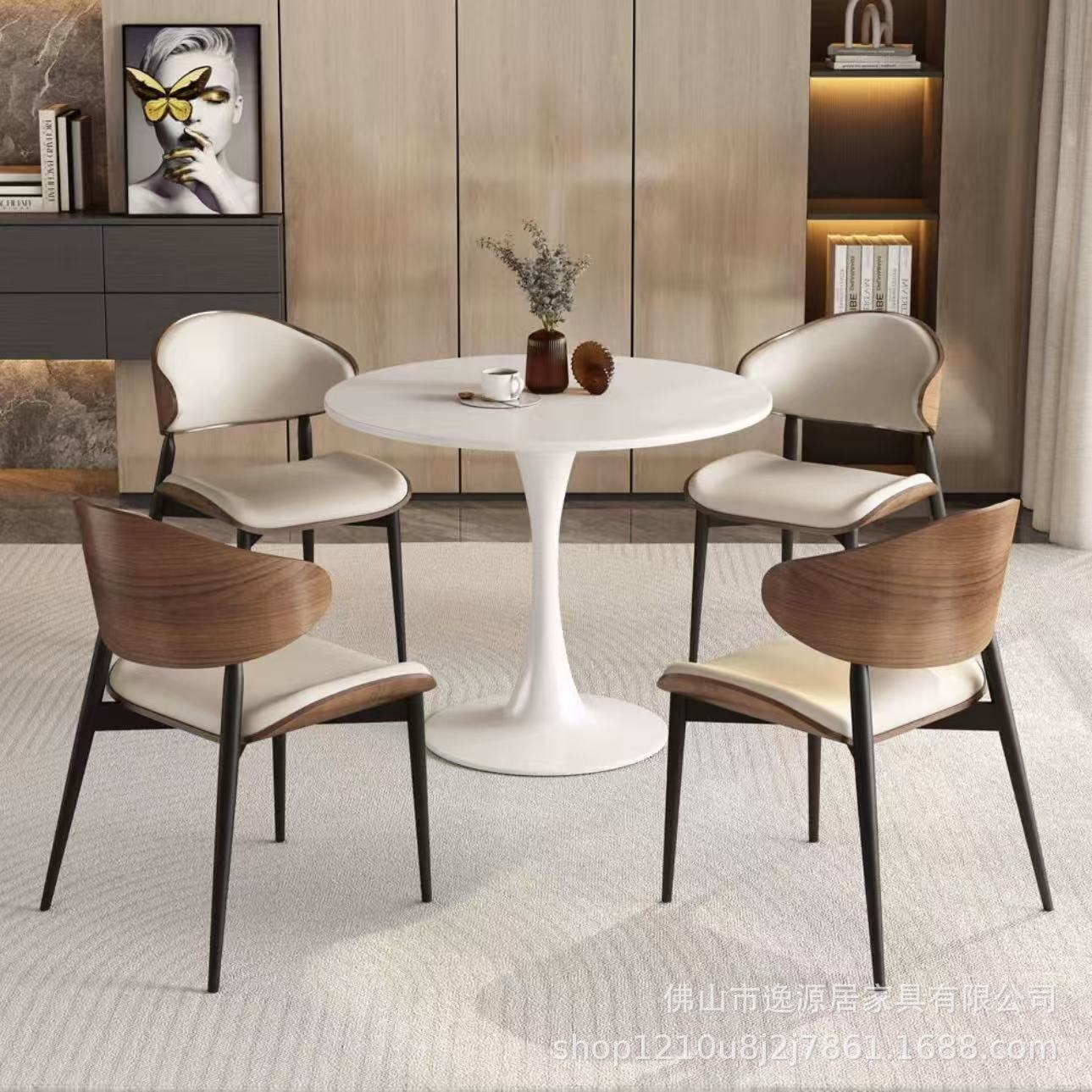 Single Slate Dining Table Round Table Iron Foot Cafe Milk Tea Burger Fast Food Chain Sales Office Office Rest Area