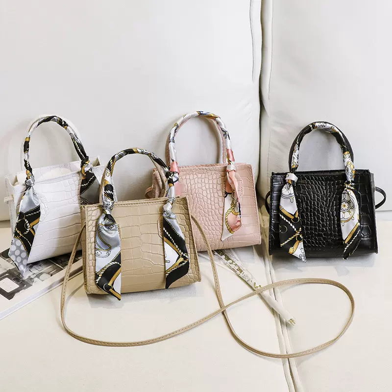 新款潮流时尚石头纹丝巾小包包女士手提女包单肩斜挎包时外贸批发