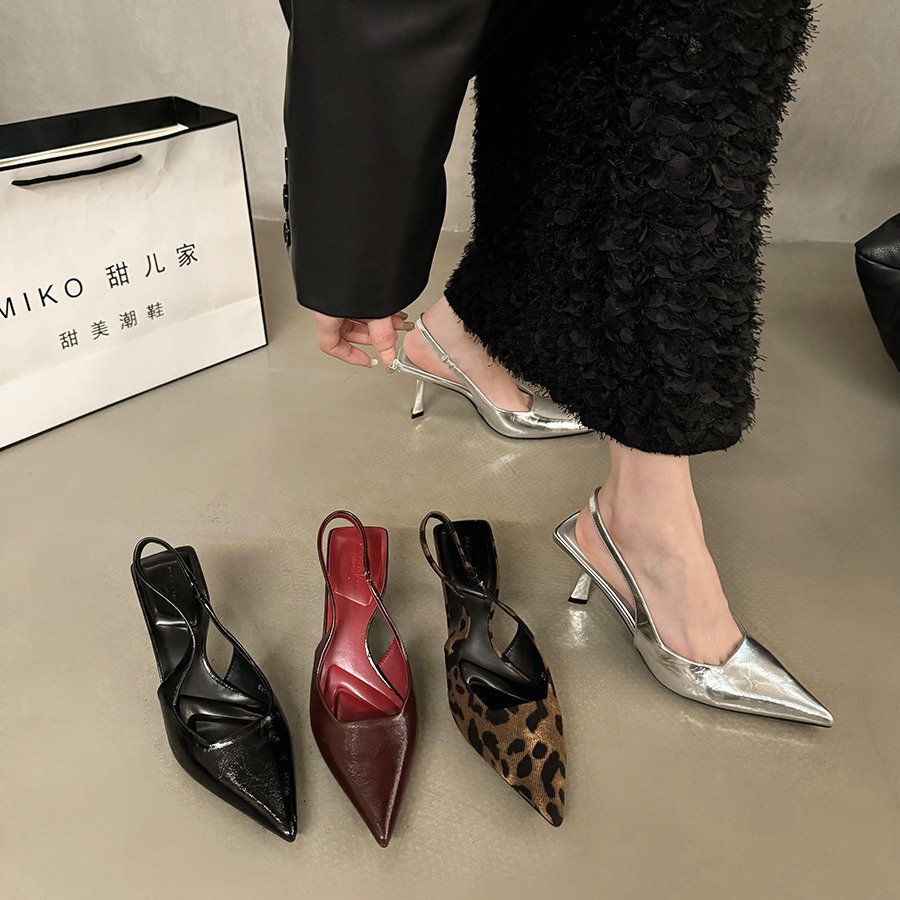 Nicho francés de alta gama, sandalias plateadas de baotou, zapatos femeninos, primavera y verano 2024, temperamento de celebridades, tacones altos, zapatos individuales