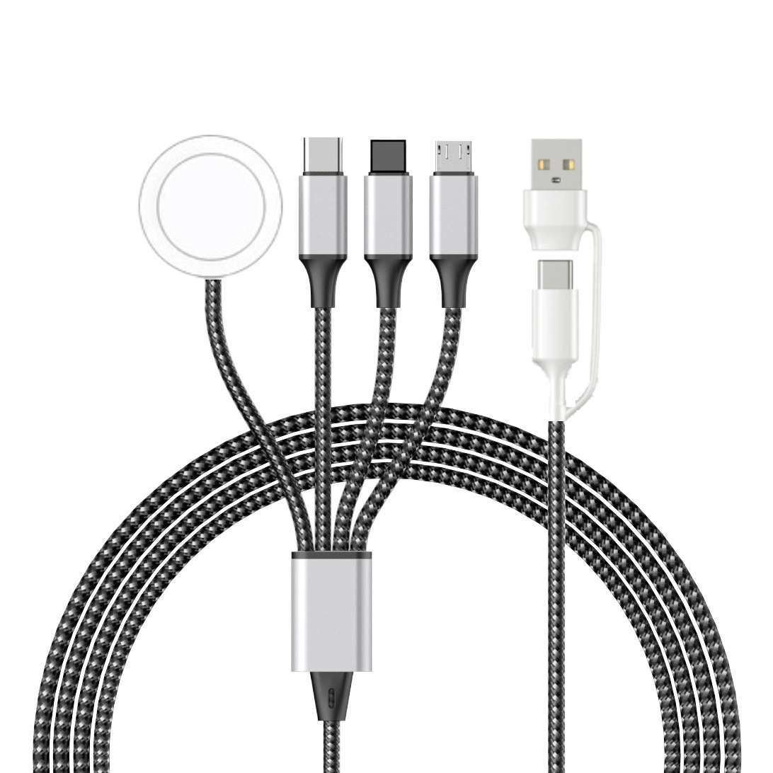 Новые Тканые часы Четыре в одном с беспроводной зарядкой, кабель для зарядки мобильного телефона, кабель для передачи данных, различные разъемы не являются обязательными