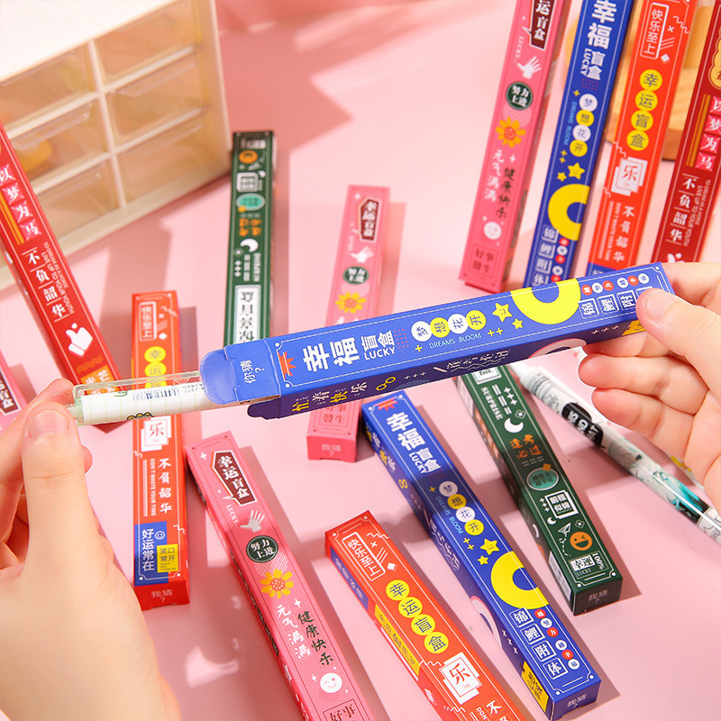 クリエイティブ漫画ブラインドボックスペンプレス黒ゲルペン学生推測ボックス文具ギフト賞品新学期ギフト|undefined