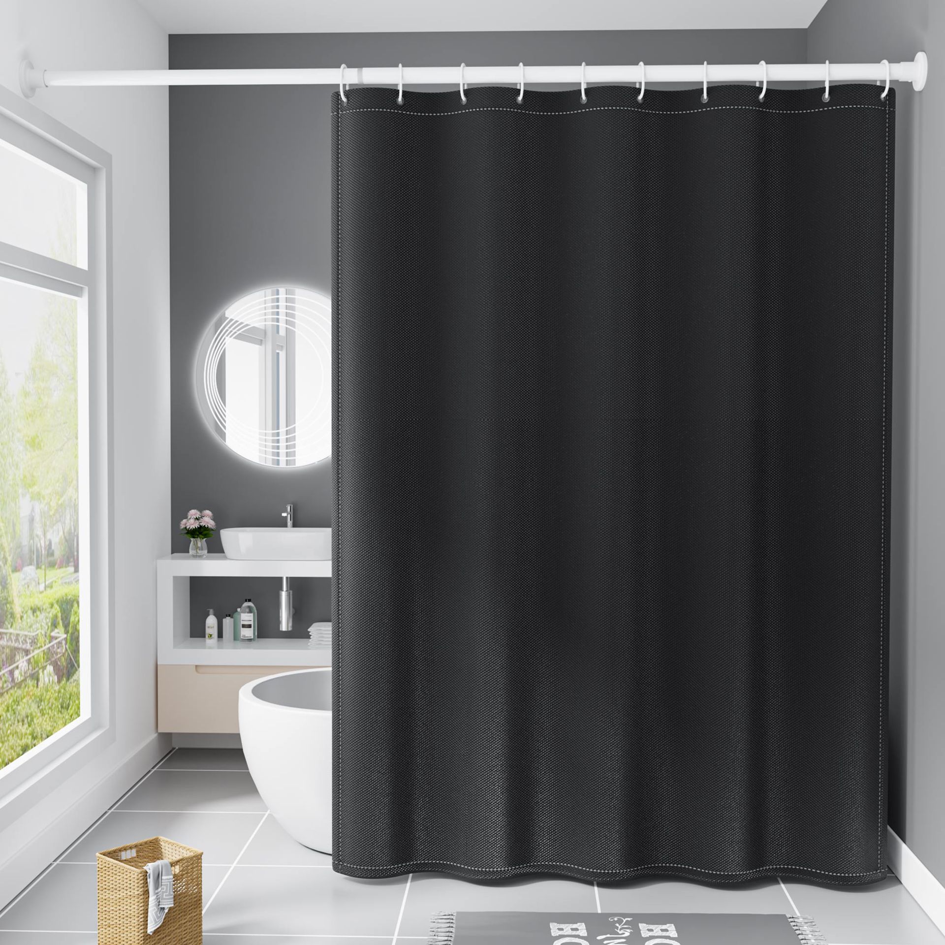 Transfronterizo de poliéster cortina de ducha de color sólido engrosada impermeable y a prueba de moho baño hotel partición cortina fabricante