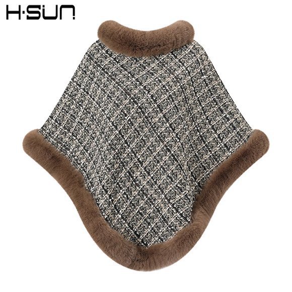 Capa tipo chal de otoño e invierno 2026, nueva bufanda de piel sintética de conejo, abrigo de punto para mujer, prenda exterior holgada y versátil. image 54