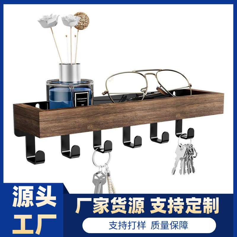 Wooden Key Rack Multi-Layer Storage Rack Kitchen Bedroom Multi-Functional Storage Rack Simple Storage Rack Display Rack Wall Hanging
