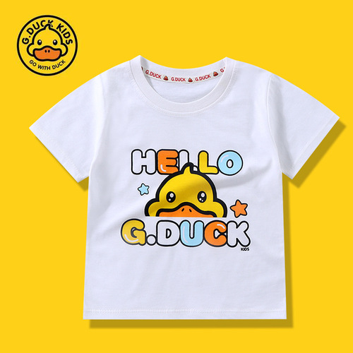 2024 Little Yellow Duck Summer Children's Pure Cotton T-Shirts for Boys and Girls Short-Sleeved Thin Casual Tops Children's Clothes Baby Summer Clothes