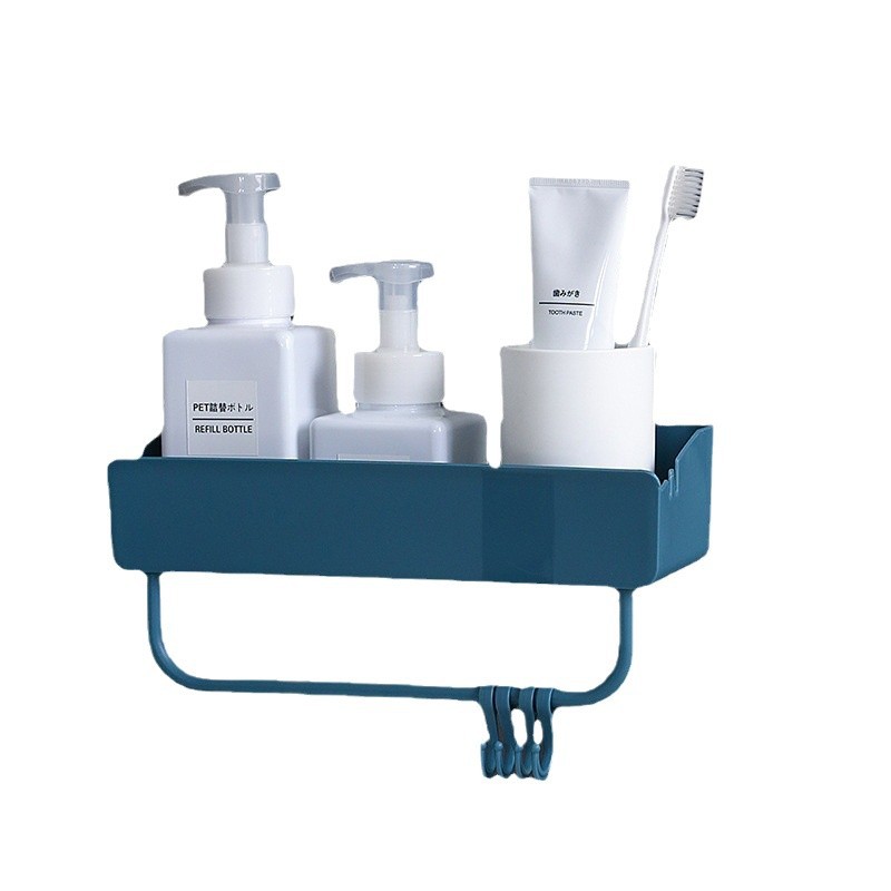 Estante de almacenamiento rectangular con gancho sin perforaciones baño cocina rack de almacenamiento baño sin costuras rack de almacenamiento rack de lavado