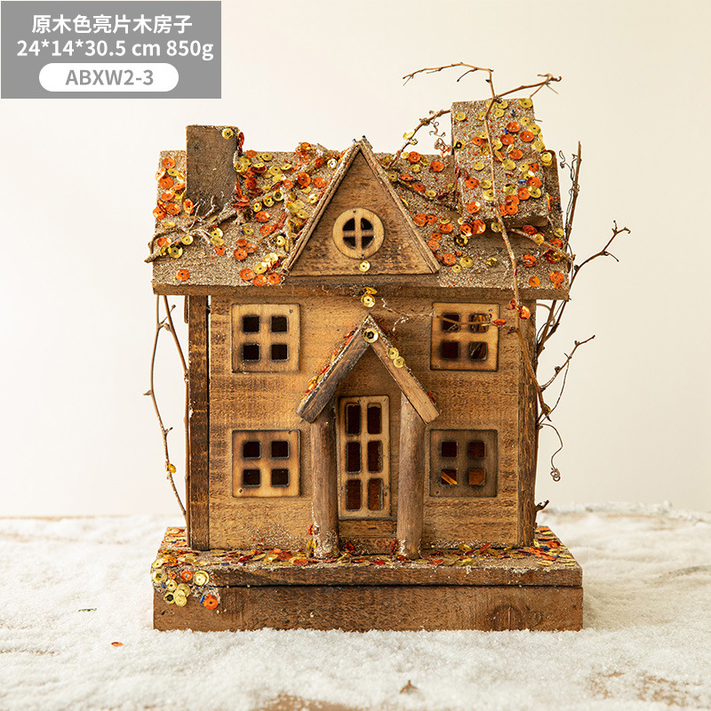 Nueva frontera Hong Kong Heng Navidad creativa madera nieve casa decoración escritorio decoración centro comercial ventana escena diseño