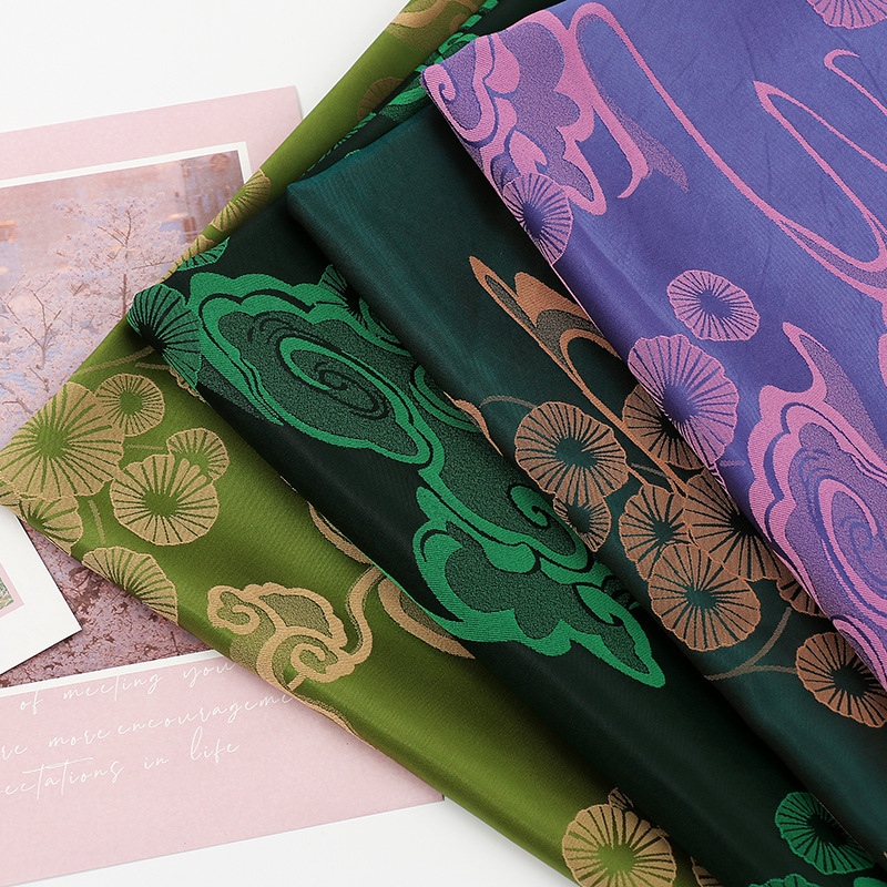 祥云提花面料 春夏古风汉服旗袍连衣裙开衫面料  双色提花面料