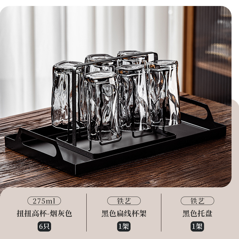 家庭用リビングルームのゲスト用のハイエンドツイストガラスウォーターカップセット、軽くて豪華で見栄えの良いティーセット、ジュースを飲むための|undefined