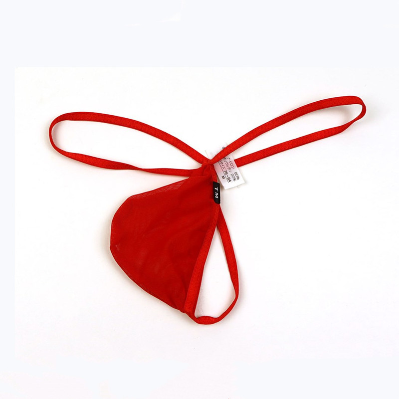 Men's Low-Waist Thong Pure Color Mesh Thong Small Pouch Men's Sexy Underwear Export Retail Manufacturer