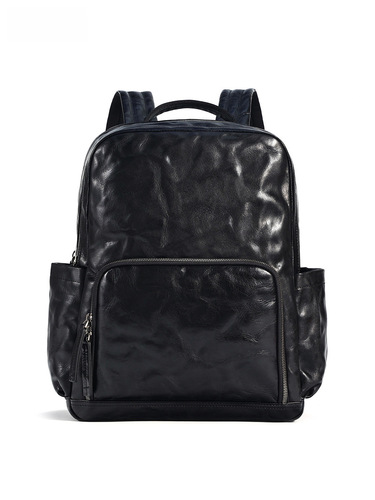 New leather double shoulder bag with 15-inch large capacity for computers, commuting, high-end genuine leather business backpack